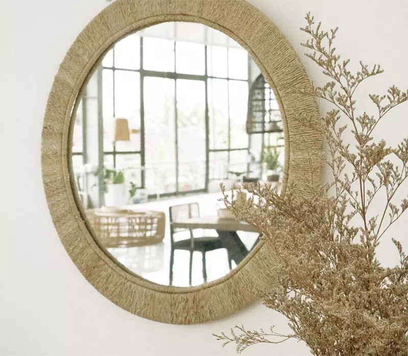 Wholesale Jute Mirrors for Home Decor, OEM/ODM Jute Mirror Decor Wall, Supplier of Decorative Mirror in Vietnam