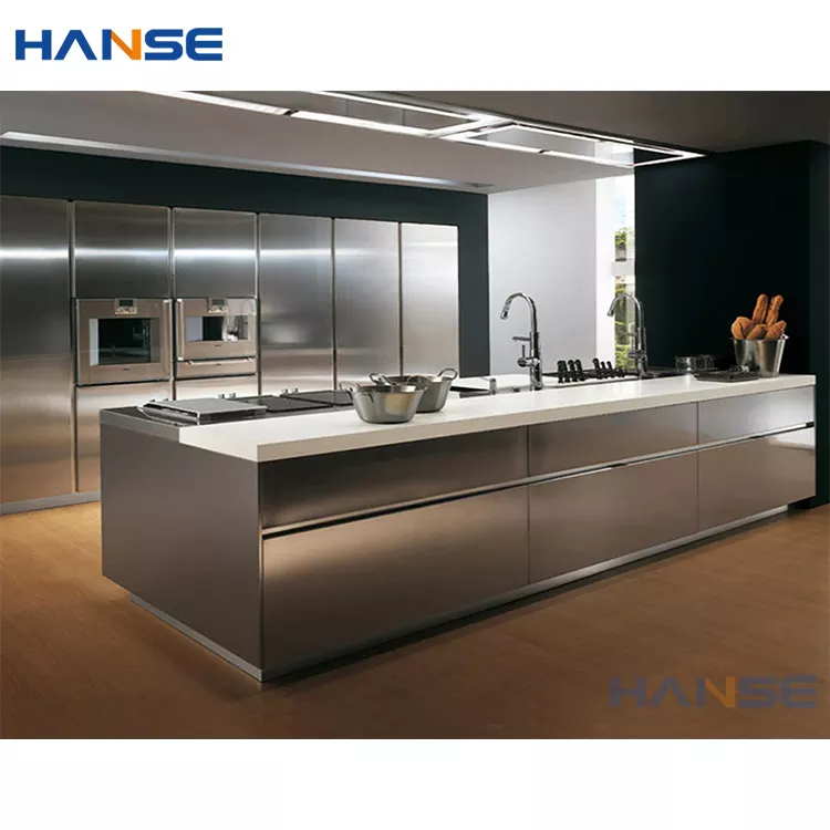High quality metal 304 ss cabinets furniture design custom restaurant water proofing silver stainless steel kitchen cabinet set