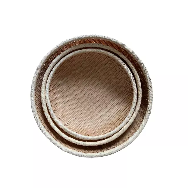 Vietnam Manufacturer Cheap Price Handmade Natural Bamboo Wood Storage Round Basket