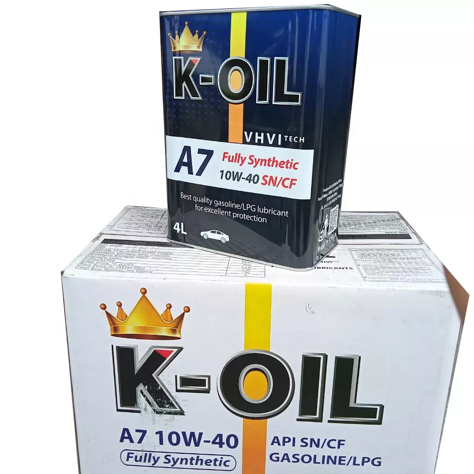 K-oil Engine oil A7 10W40 SN/CF fully synthetic premium gasoline/lpg/cng engine oil for all automotive manufacturer from VIETNAM