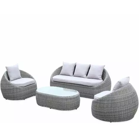 Hot trend outdoor furniture: poly rattan sofa set indoor/outdoor furniture with with designer round