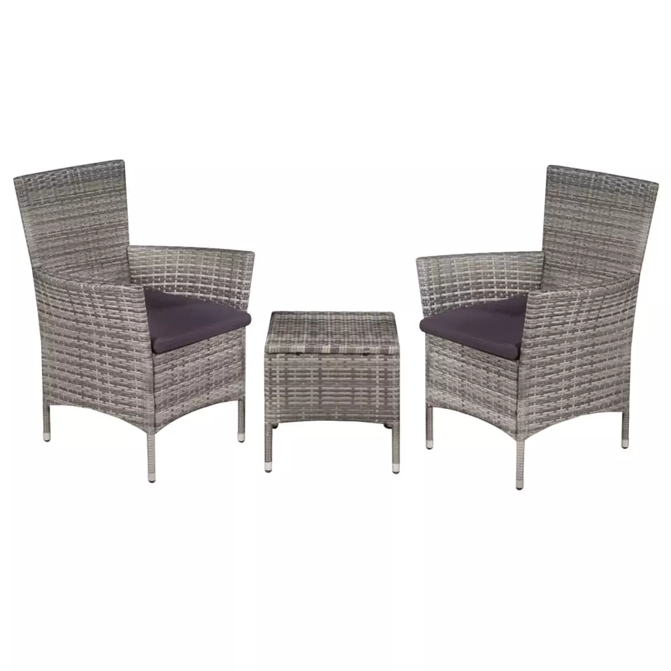 3 Piece Bistro Set Poly Rattan Gray with high quality Poly Rattan materials - Best Selling and Cheapest price