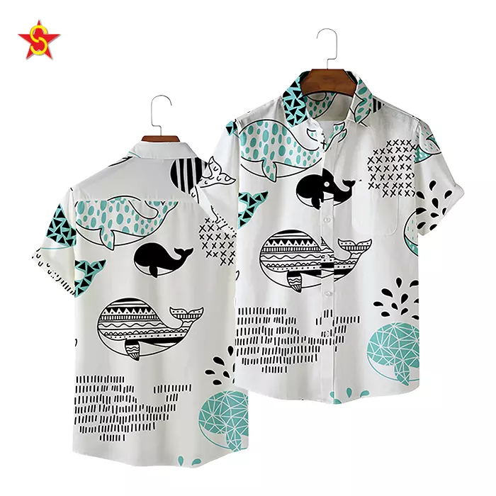 Wholesale Price Poplin Anti-wrinkle Polyester Cotton Single Button Breathable Summer Men Hawaiian Shirts