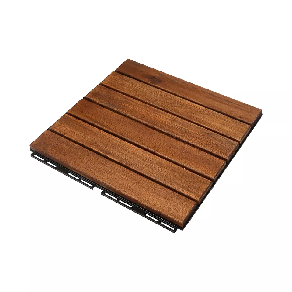 6-SLAT ACACIA WOODEN DECK TILE 300X300X19MM Cheap Price Low MOQ For Export High Quality Premium Wood Outdoor Decor