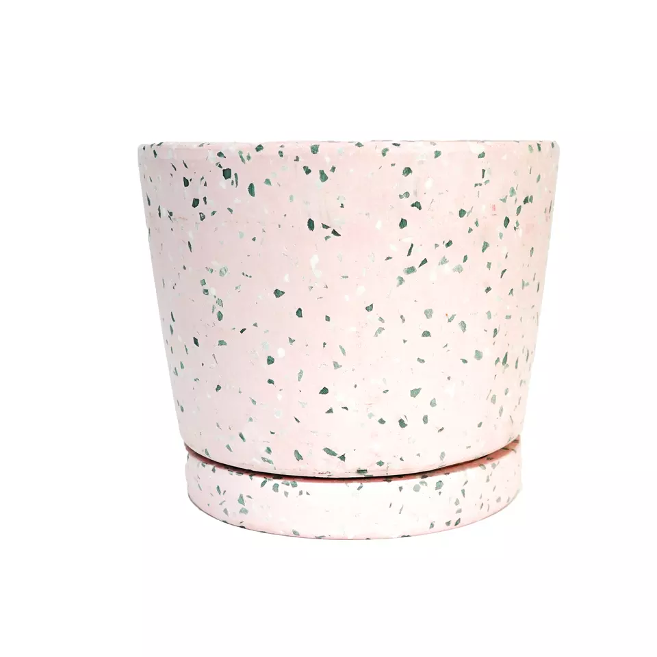 OEM Floor Boughpot Basic Europe Collection TR06TPS3 Indor Vietnam Pink Terrazzo With Black Aggregates In Pallet Packaging