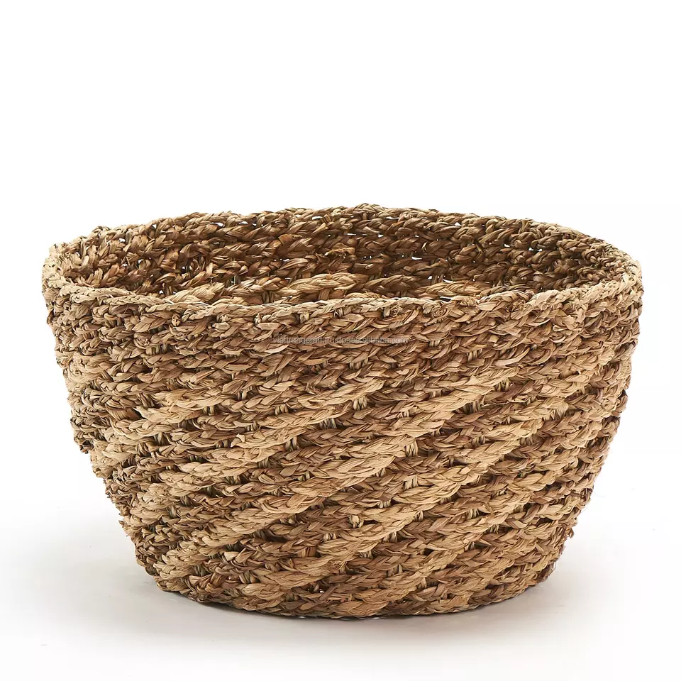 Classic Round Seagrass and Corn Husk Leaf Flower Pots Cover OS-B23 All Season Wicker Planter Used with Flower/green Plant Carton