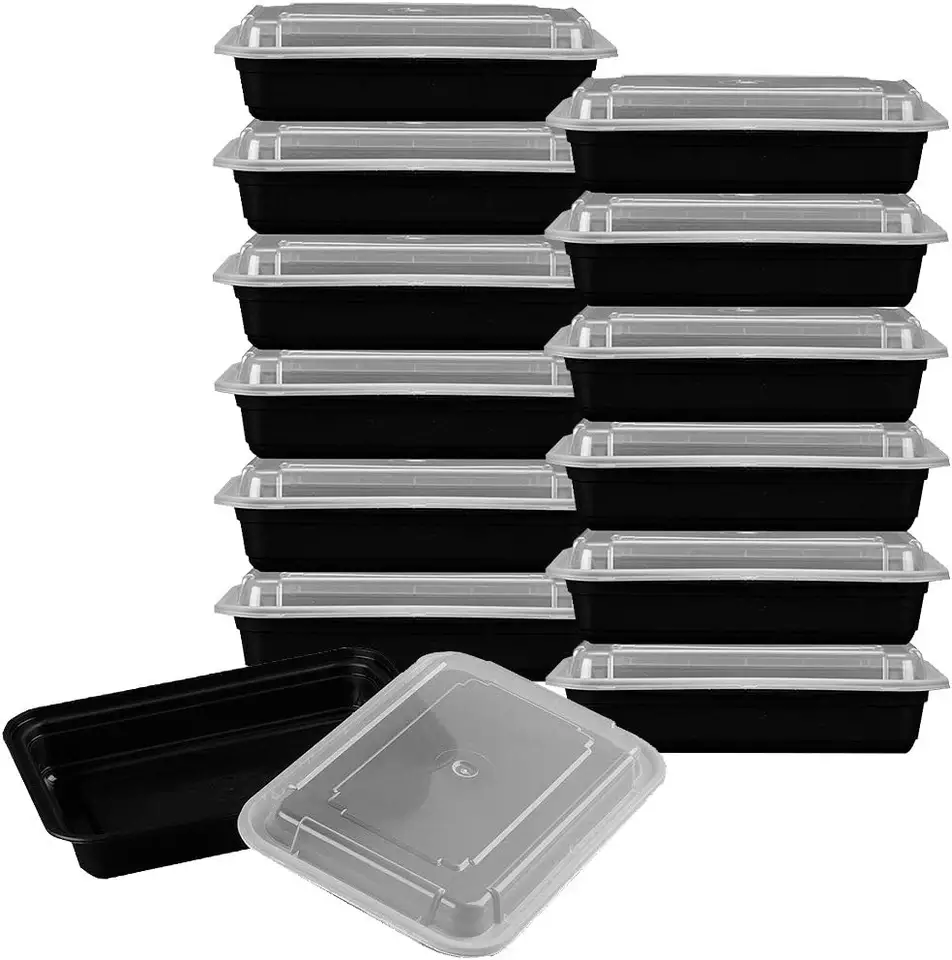 Trading In Bulk Rectangular PP Plastic Disposable Microwave Food Container 38 OZ Lunch Box