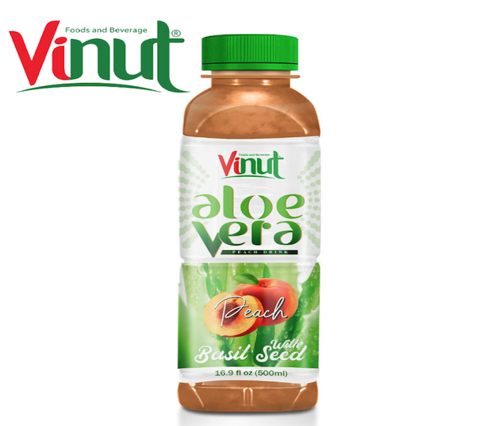 500ml Vinut Aloevera Drink Peach With Basil Seed High-Fiber Manufacturer Wholesalers