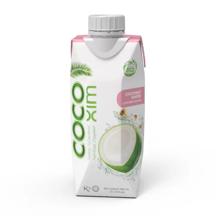 Lotus Seed Flavoured Coconut Water from Mekong Delta- 330ml, 1000ml Tetra Aseptic Pack - COCOXIM or OEM - Whatsapp +84354669243