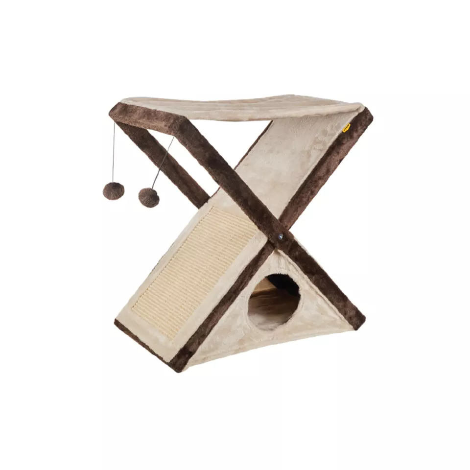 Hammock and Scratching Pad Plush Folding Cat Condo House Foldable Cat Tower Tree High Quality Wholesale