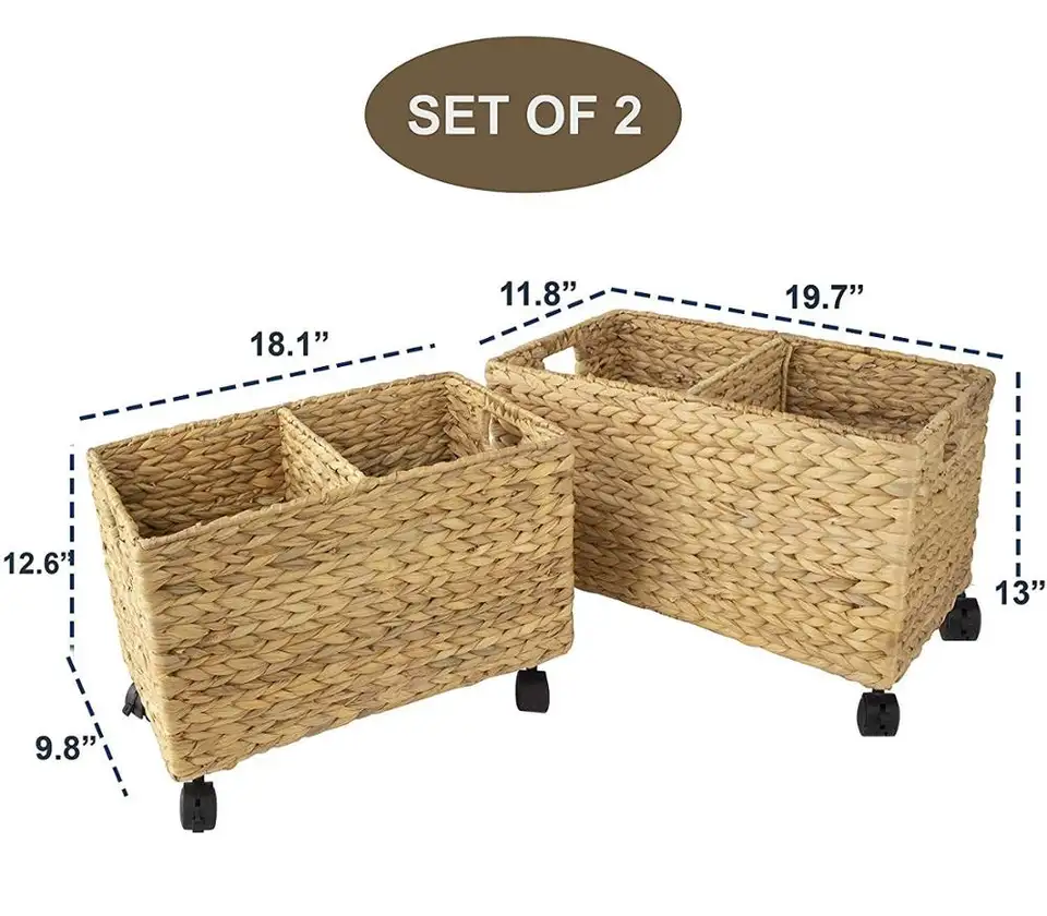 High Quality Water Hyacinth Baskets Wicker Baskets Storage Boxes Sustainable Custom Design Home Accessories