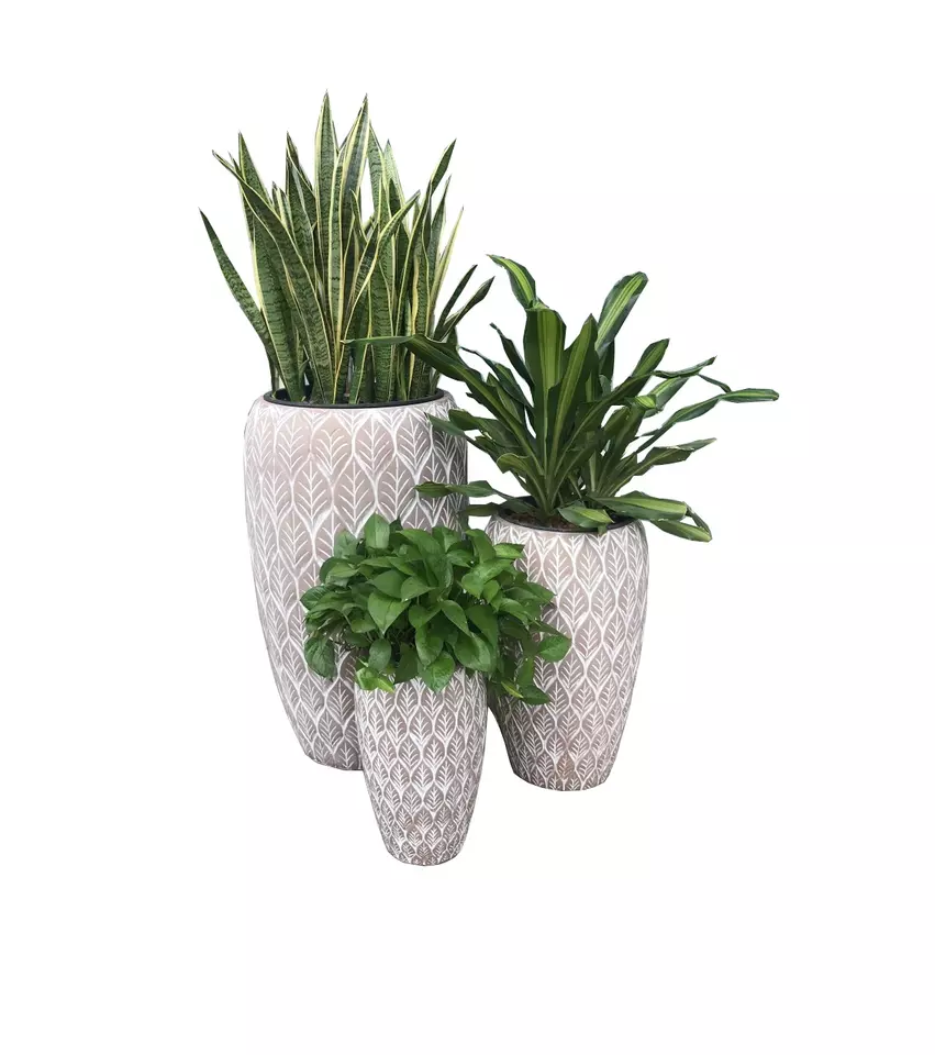 High quality home decoration poly fiberglass flower pots with mosaic flower garden pots planter for green tree