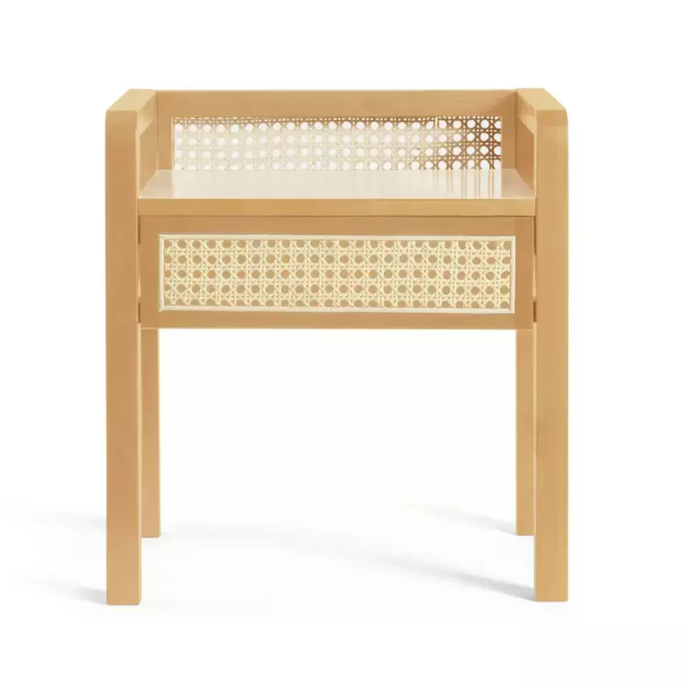 Handcrafted high quality natural wood rattan drawer bedside table Vintage charm made from Vietnam