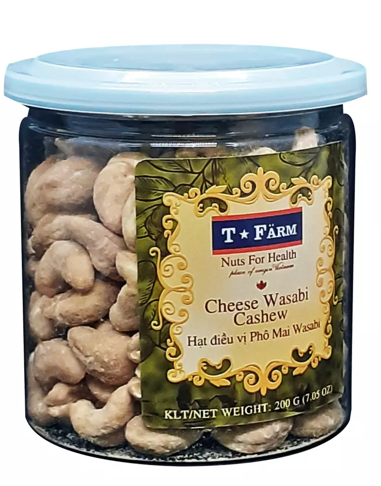 Wholesale Wasabi Flavor Dried Cashew Nuts CHEESE WASABI CASHEW T-FARM - JAR 200GR From Vietnam
