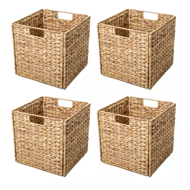 100% Natural Square Water Hyacinth Storage Basket With Natural Color OEM Service Made in Vietnam