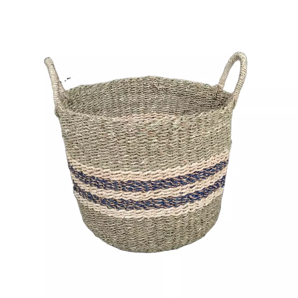 Best Selling Products Round Sedge Basket With Handle 1 Functional design Plant Fiber Type Sedge Light Green Color