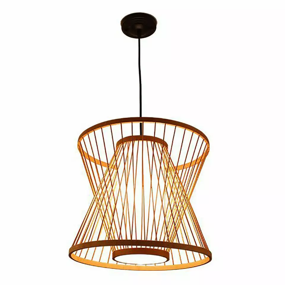 Hot Selling Cheap High Quality Natural Hanging Lighting Lobby Furniture LED Bamboo Lamp in Carton Box Packing 1 Year Warranty
