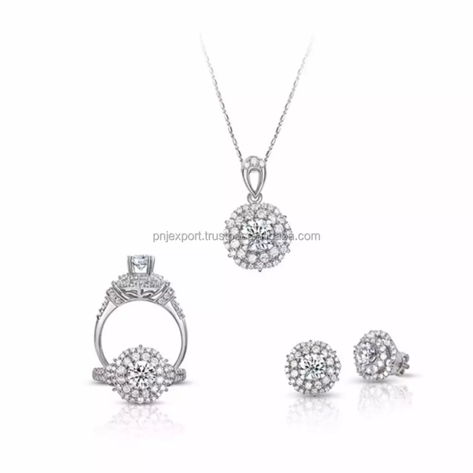PNJ Diamond Women Jewelry Set Jewelry Manufacturer Natural Brand - Vietnam Wholesale 14K Gold White Round Brilliant Cut