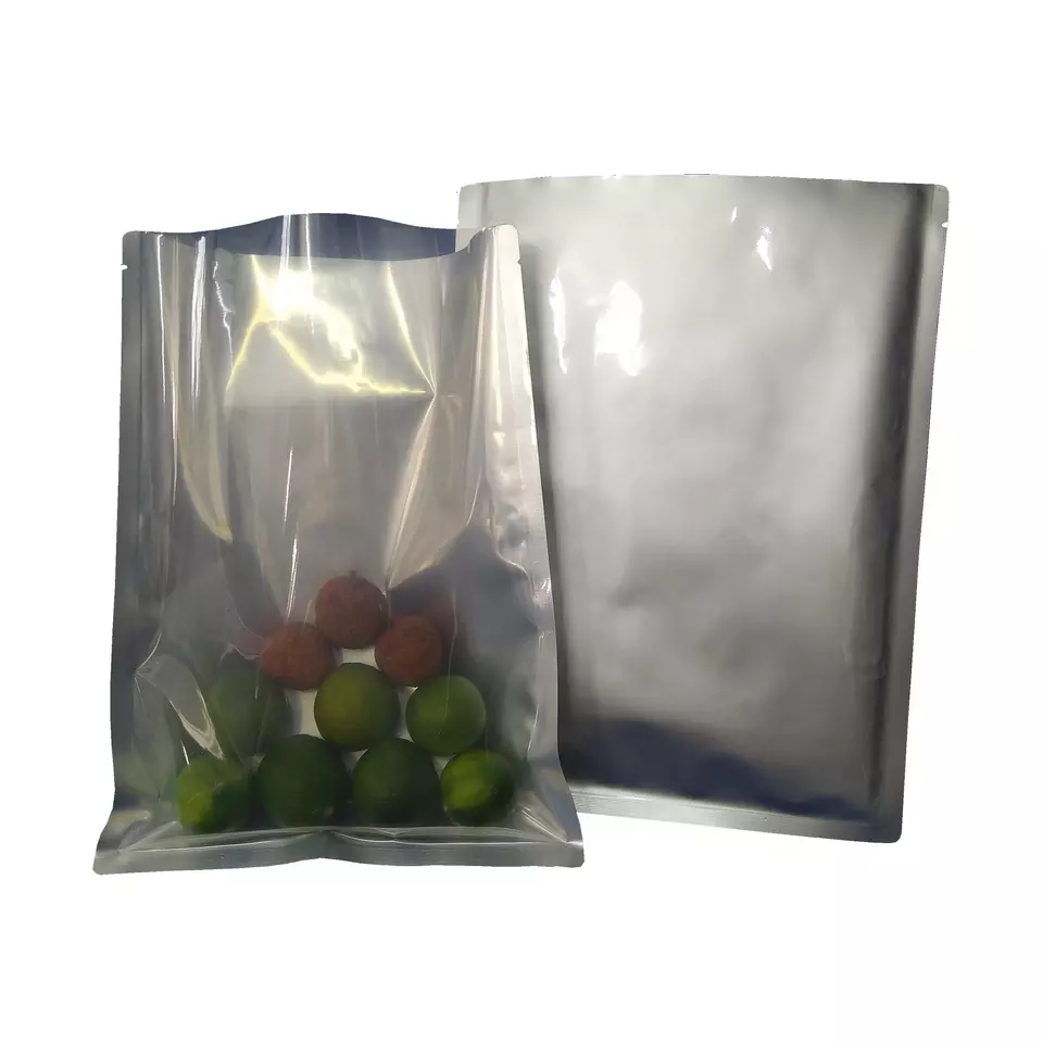 Aluminium bag 1 side transparent vinyl bags plastic packing bag for food