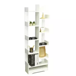 OEM Bulk Price Customize Space Saving Furniture Modular White MDF Wood 11 storey Bookshelf For Book Display & Home Decor - GP66