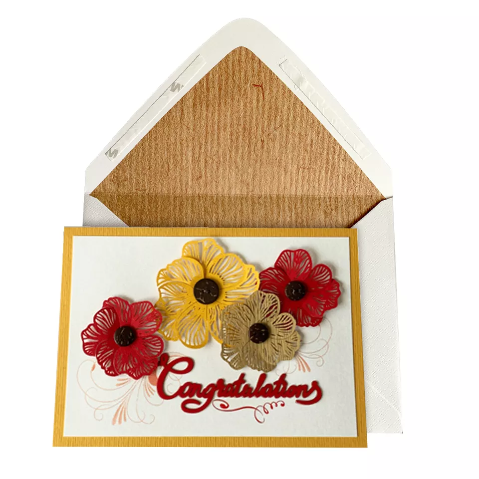 Handmade Congratulations card HGR-7003, 3D Handmade Paper Greeting Cards, Wholesale Vietnam, flower card
