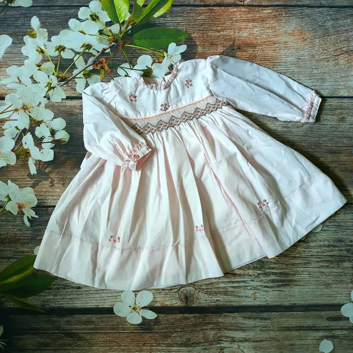 High quality Casual long sleeves dress for baby girls, best kid clothes with chain embroidered decoration for children.