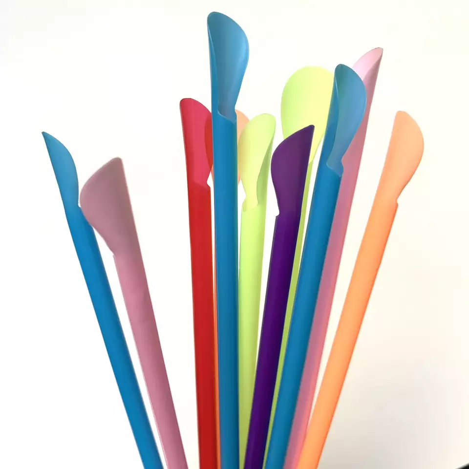 Spoon PP Colorful Drinking Plastic Straws