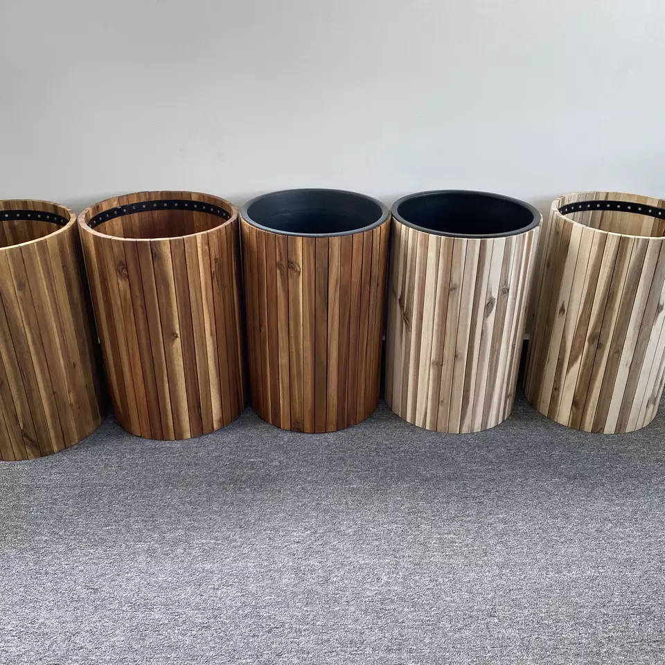 Tall luxury wooden planter pot bottom open with inner plastic pot size 500x350mm outdoor/indoor