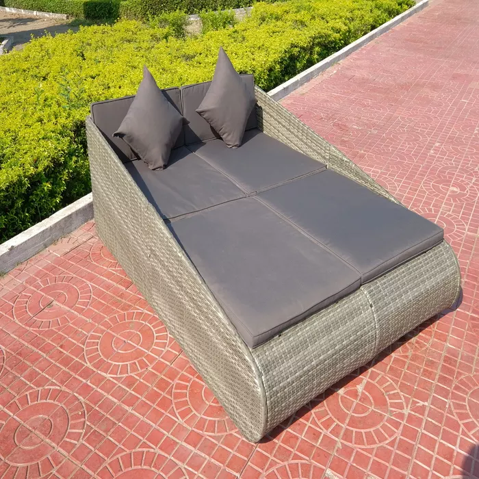 Garden furniture chaise lounge outdoor rattan bed swimming pool chair 200x142x59cm