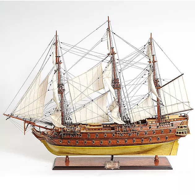 Wooden handicraft LE SUPERBE BRASS BOTTOM WITH FIBERGLASS L95 fully assembled display ship model nautical decor for home