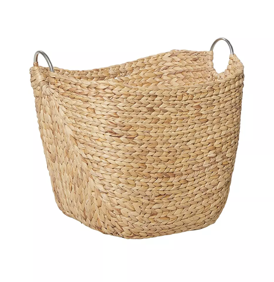 Cheap Price Natural Water Hyacinth Storage Basket for Bedroom, Large Laundry Basket with Handles High Quality