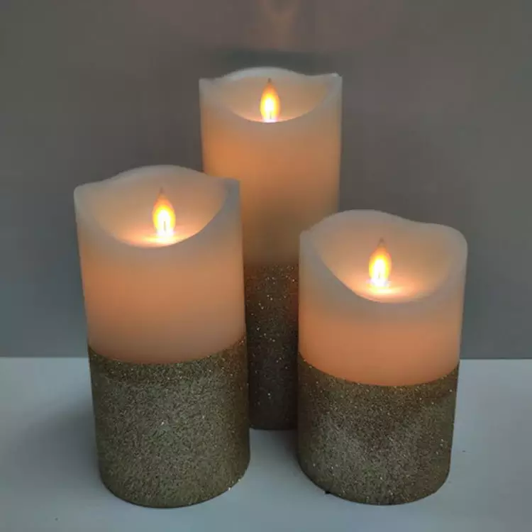 Custom moving flickering flameless wax battery led candle