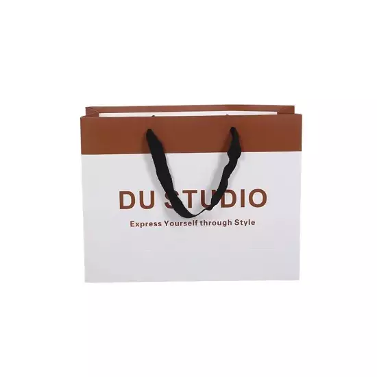 Flat handle paper bag custom paper bag kraft paper bag for shopping gift souvenir wine food with good quality