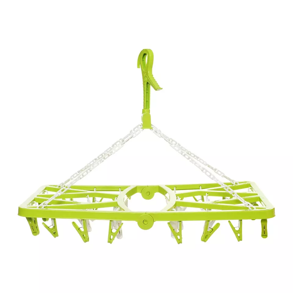 Foldable Clip and Drip Hanger with 36 Plastic Clips Hanging Drying Rack Laundry Clothes Hanger with 36 Clips