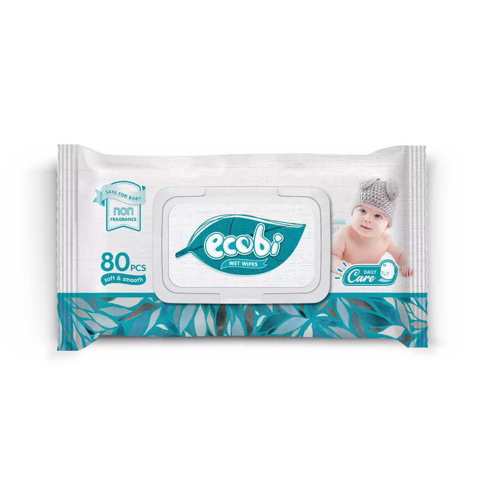 ECOBI Baby Wipe 80 Sheets Material Customized Baby Wet Wipes Environmental Friendly
