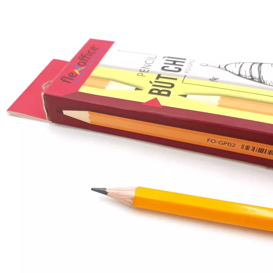 High Quality Flexoffice Brand Black 2B Lead Hardness Wooden Pencil FO-GP02 For Office & School Pencil From Vietnam