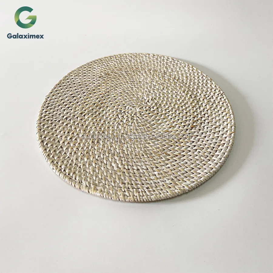 White wash Round Woven Rattan Placemats WIcker Rattan Placemats wholesale rattan placemats
