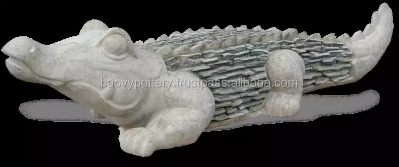 Alligator with slate statue, Animal Statue, Alligator with stone in Vietnam pottery collection