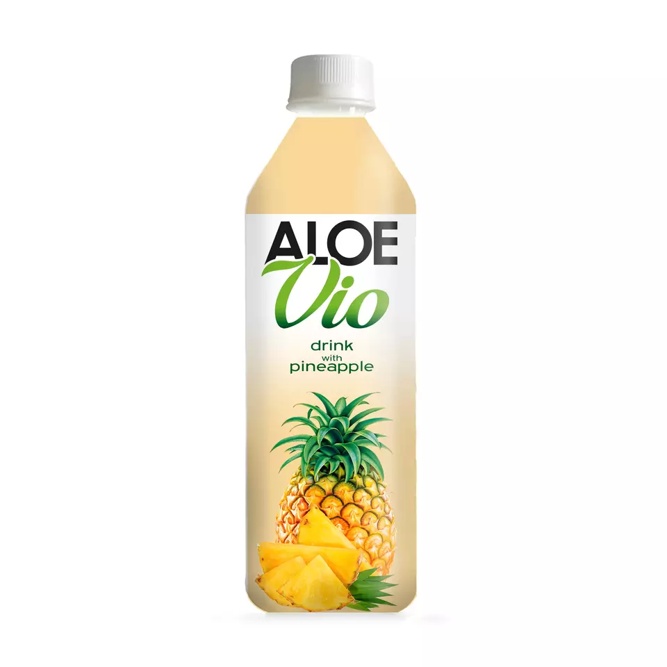 OEM 500ml Fresh Aloe Vera Pineapple Drink with Pulp Low Carb Vio Brand