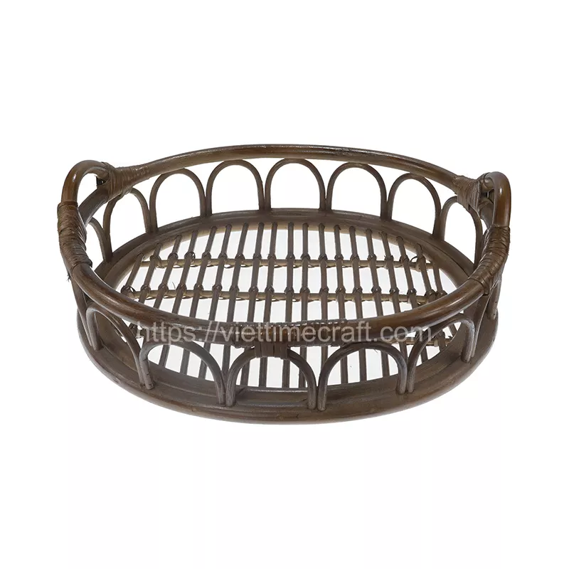 Natural Materials Rattan Serving Tray Storage Food Tray Rattan Tray With Handles Wholesale Vietnam