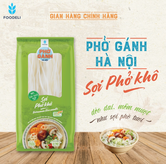 Pho Ganh Hanoi Noodle Soup 100% from pure rice, no preservatives (Pack of 200gr)