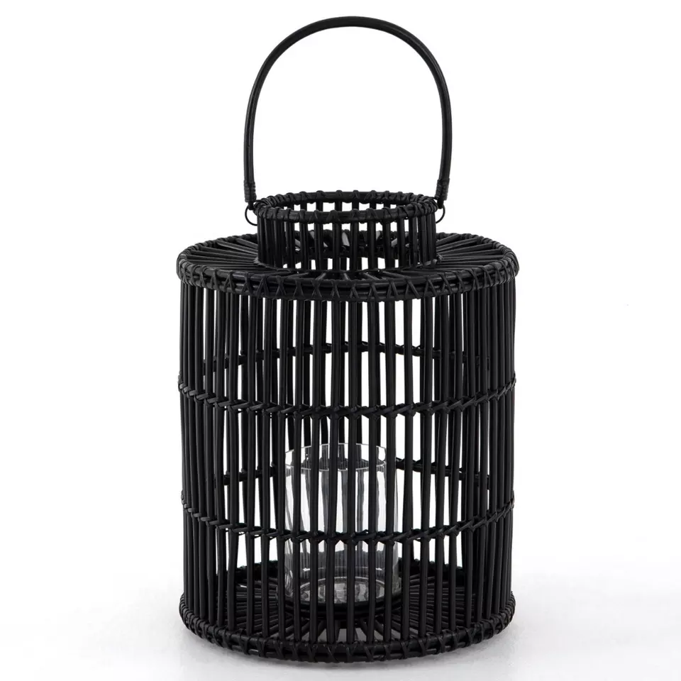 Black rattan lantern decorative Ramadan lanterns with handle Ideal to use at the garden or patio for a cozy feel