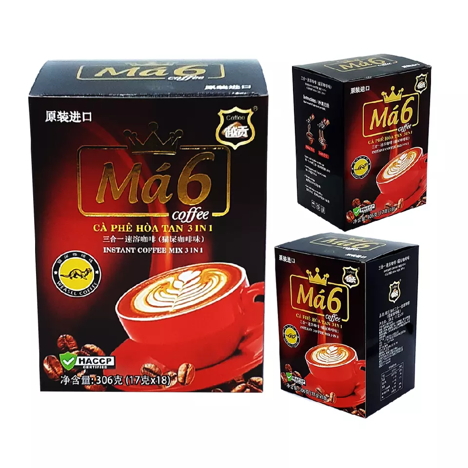 OEM Premium Quality Sweet Caffeinated Box No Preservatives Weasel Aroma Ma 6 INSTANT COFFEE 3IN1 From Vietnam