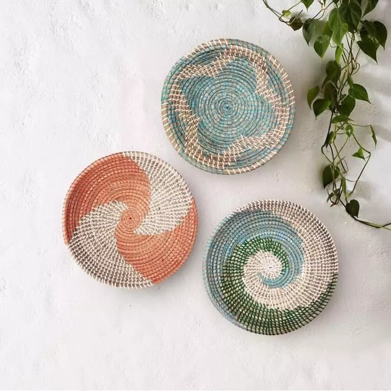 Wall hanging decoration Handmade Set of decorative sedge plates to hang on the wall made in Viet Nam- Whatsap 0084 989 322 607