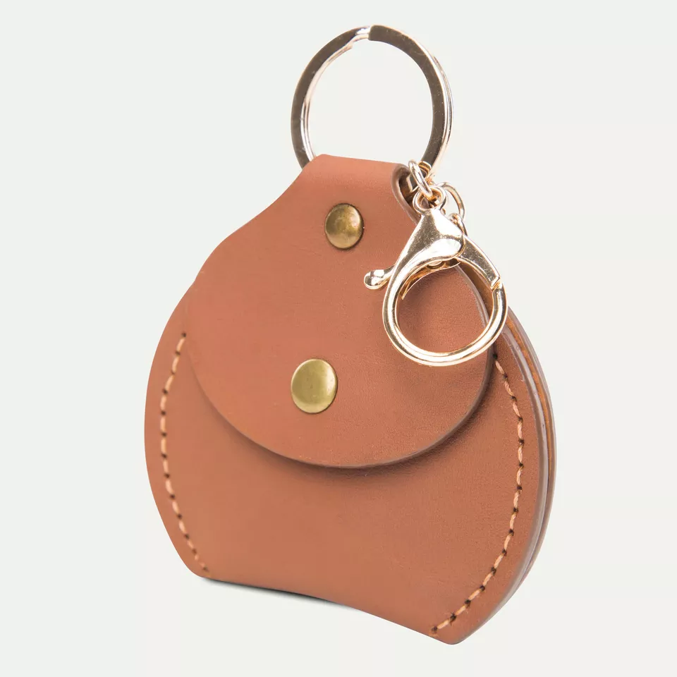 Craft keychain craft product with press button pocket high quality genuine cow leather (Ship from Vietnam)