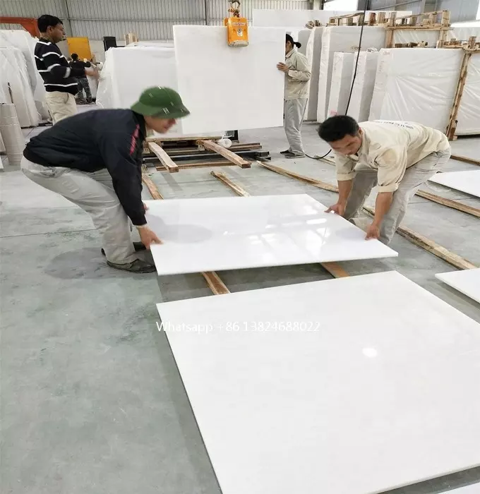 pure white marble slabs and stone tiles and cut to size from vietnam factory