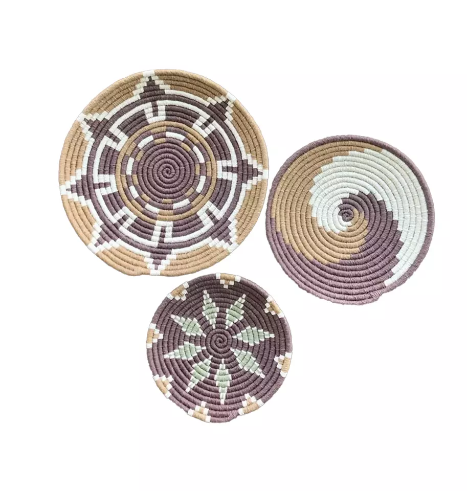 Decorating Wall Hanging Decoration Home Accessories Multi function Hand knitting seagrass plates Low MOQ OEM ODM Service