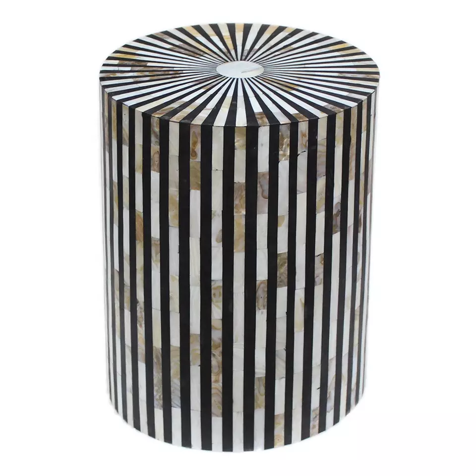 High quality round shaped Mother of pearl stool/ Mother of pearl end table made in Viet Nam