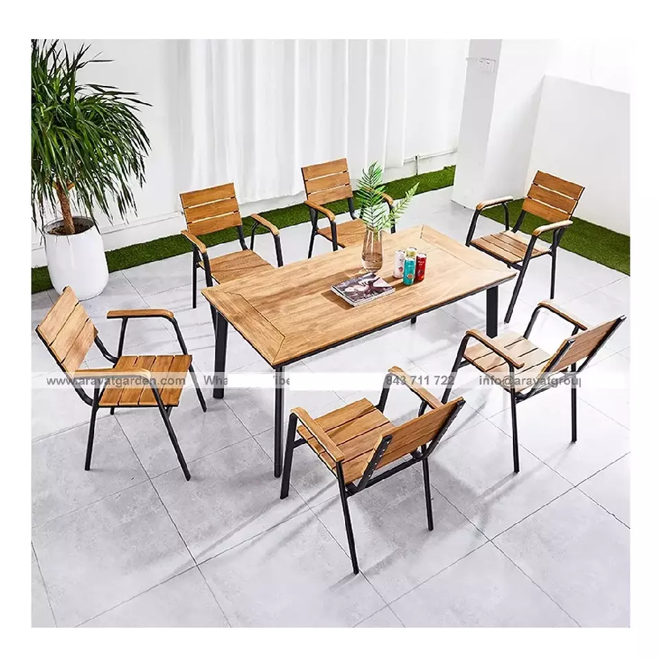 Competitive Price Unique Design Adjustable Luxury Diner Wooden Table Set Dining Restaurant Room Sets From Vietnam Factory