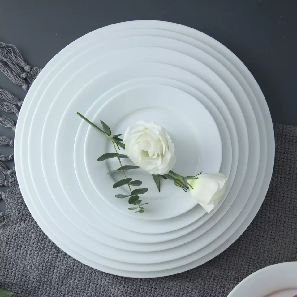 OEM Round plates porcelain tableware for high quality hotels and restaurant wholesale Viet Nam